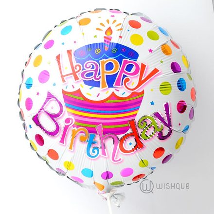 Happy Birthday Multicolor Dots Foil Balloon