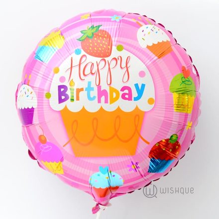 Happy Birthday Cupcakes Foil Balloon