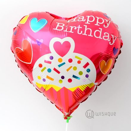 Happy Birthday Red Color Heart Shaped Foil Balloon