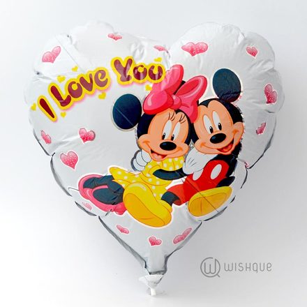 Mickey & Minnie  I Love You Heart Shaped Foil Balloon