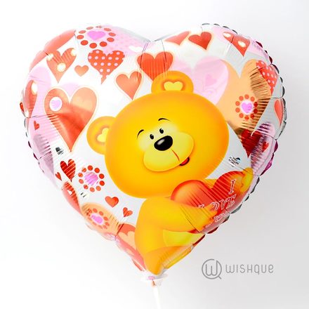 Love Teddy Heart Shaped Foil Balloon
