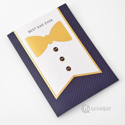 He's The Best Dad Gold Foil-Print Greeting Card