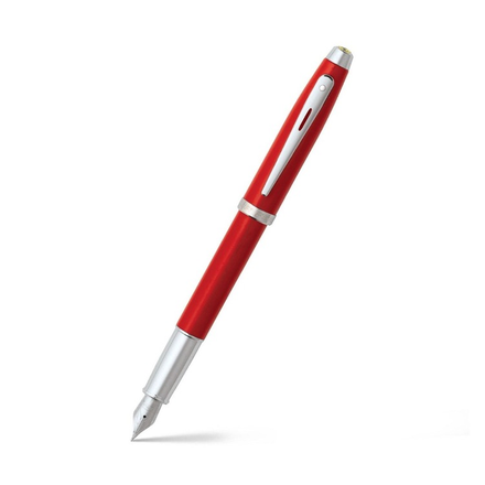 Sheaffer Fountain Pen Red With Nickel Plated Trim