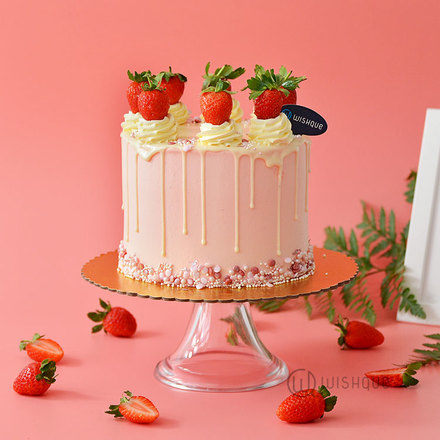 Everybody Loves The Strawberry Drip Ribbon Cake