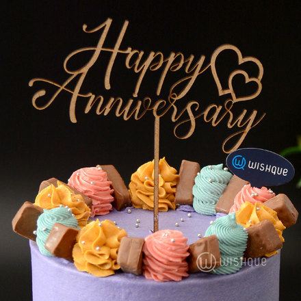 Happy Anniversary Wooden Cake Topper