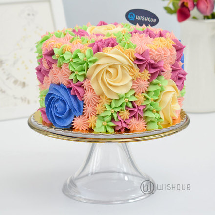 Sweet Blooms Buttercream Ribbon Cake