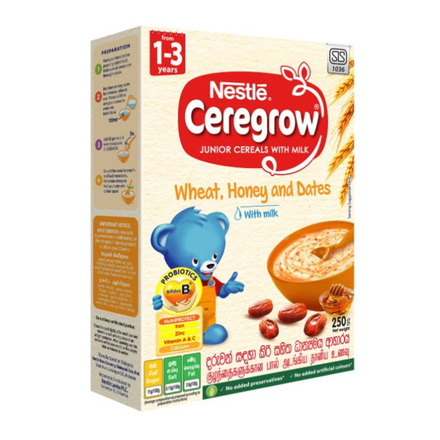 Nestle CEREGROW Junior Cereal Wheat, Honey & Dates with milk, 250g