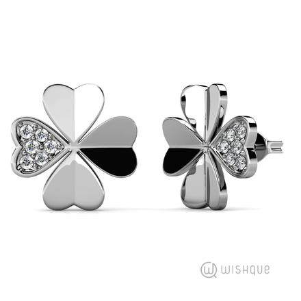 Eternal Flower Earrings with Swarovski Crystals White-Gold Plated