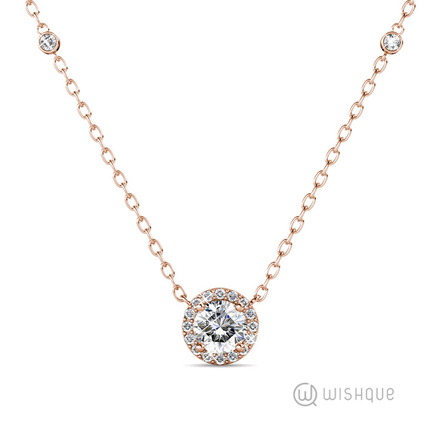 Classy Round Pendant With Swarovski Crystals Rose-Gold Plated