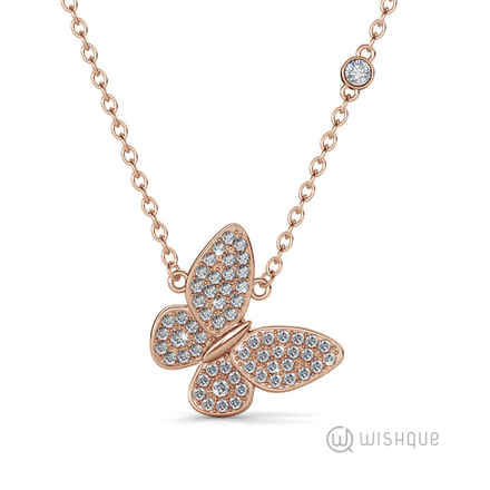 Butterfly Pendant With Swarovski Crystals Rose-Gold Plated