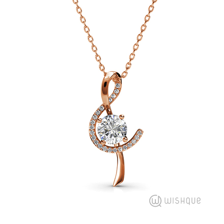 Musical Stone Pendant With Swarovski Crystals Rose-Gold Plated