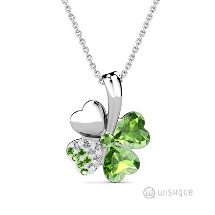 Hydrangea Pendant With Swarovski Green Crystals White-Gold Plated