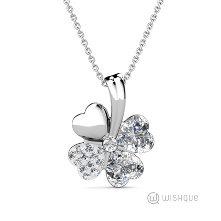 Hydrangea Pendant With Swarovski Crystals White-Gold Plated