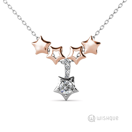 Star Necklace With Swarovski Crystals White-Gold And Rose-Gold Plated