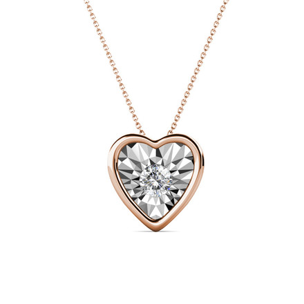 Bella Heart Pendant With Swarovski Crystals Rose-Gold And White Gold Plated