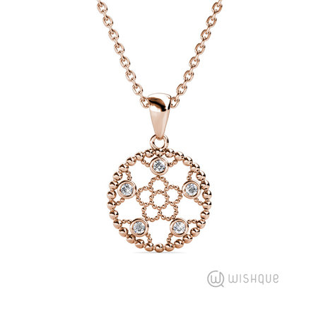 Sparkling Daisy Pendant With Swarovski Crystals Rose-Gold Plated