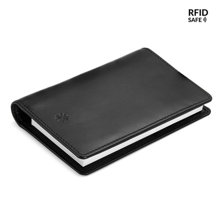Pennline RFID Safe All-In-One Leather Wallet With Memo Pad And Mini Pen (Black)