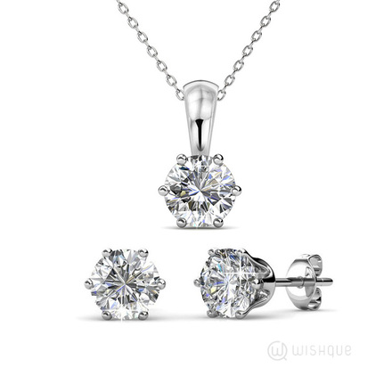 Diamond Birthstone Pendant And Earrings Set With Swarovski Crystals