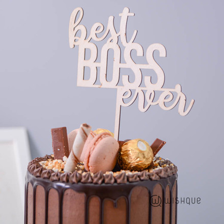 Best Boss Ever Wooden Cake Topper
