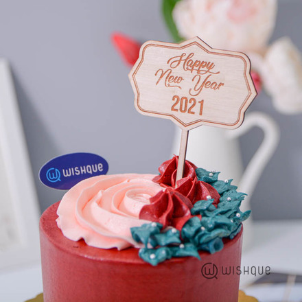 Happy New Year 2021 Wooden Cake Topper