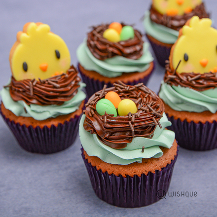 Fun Easter Chocolate Cupcakes with Butter Cookies