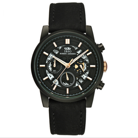 IBSO Sports Quartz Men's Black Leather Watch 6860G