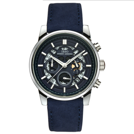 IBSO Sports Quartz Men's Blue Leather Watch