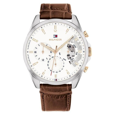 Tommy Hilfiger Brown Leather Men's Multi-function Watch 1710450