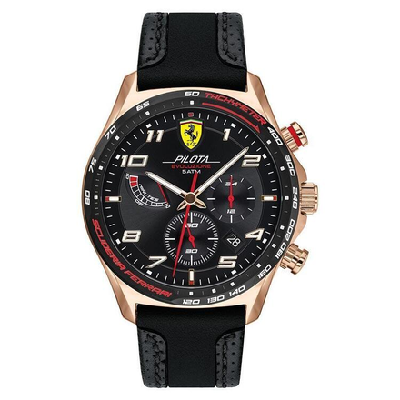 Scuderia Ferrari Pilota Evo Black Leather & Silicone Men's Chrono Watch 830719