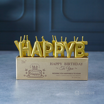 Happy Birthday Letter Candle Pack - Gold