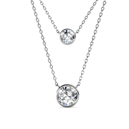 Rosie Drop Necklace With Swarovski Crystals White-Gold Plated