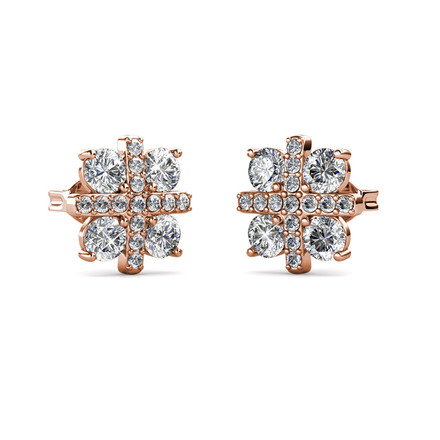 Sparkle Stone Earrings With Swarovski Crystals Rose-Gold Plated