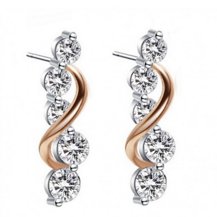 Vine Stone Earrings With Swarovski Crystals Rose-Gold Plated