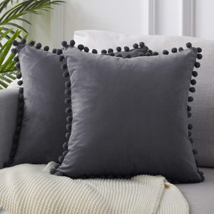 Silky Velvet Lace Cushion Gray