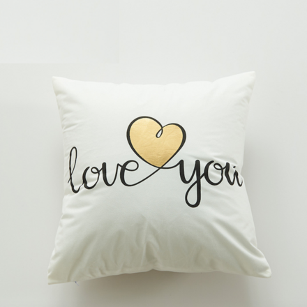 Cotton Bronzing Decorative Cushion Love You
