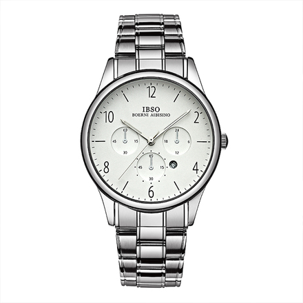 IBSO Men's Quartz Silver Dial Stainless Steel Watch 6513G-2