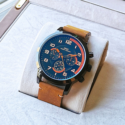 IBSO Quartz Men's Brown Leather Watch 6832G-1