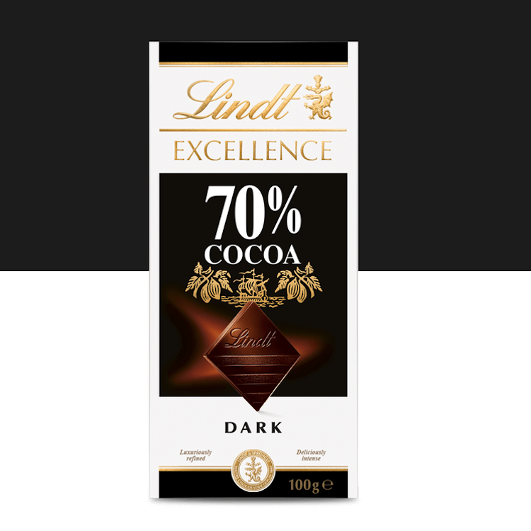 Lindt LINDOR 70% Cacoa Dark Chocolate Bar - 100 g