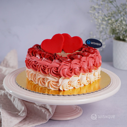Two Hearts Rosette Chocolate Cake