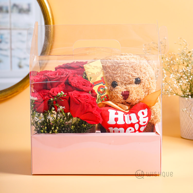 Hug Me Now Fresh Red Rose Gift Box