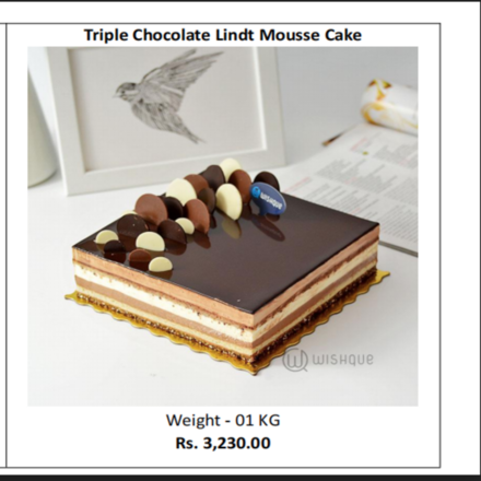 Ceylinco Life Triple Chocolate Lindt Mousse Cake