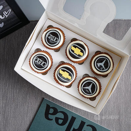 European Car Theme Chocolate Cupcake Box of 6