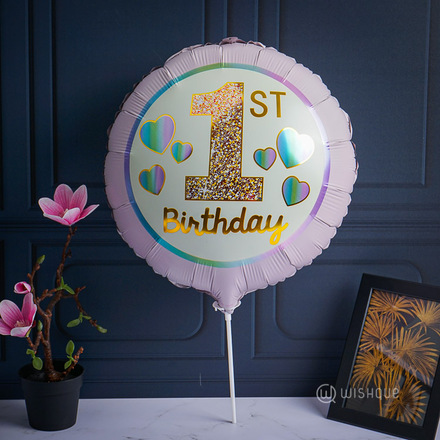 1st Birthday Foil Balloon - Pink