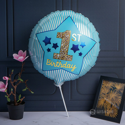 1st Birthday Foil Balloon - Blue