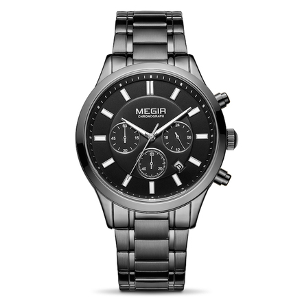 MEGIR Chronograph Quartz Watch for Men - Black MS2150G-BK-1