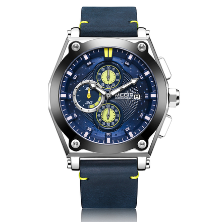 MEGIR Chronograph Multi-function Men's Quartz Watch - Blue