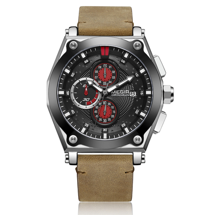 MEGIR Chronograph Multi-function Men's Quartz Watch - Brown