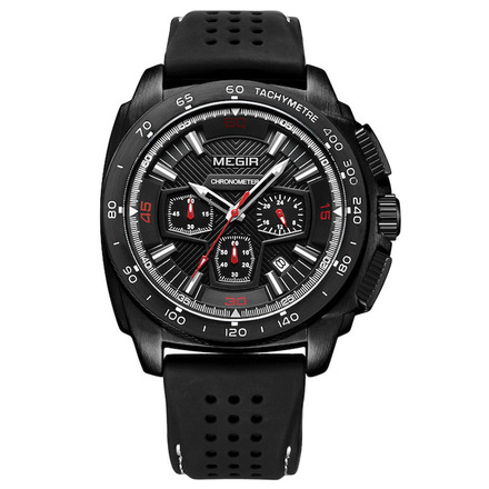 MEGIR Sport Quartz Mens Watch - Black-MN2056G-BK-1