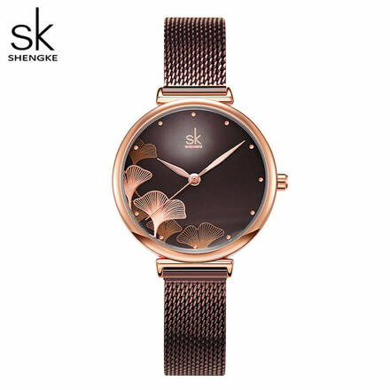 SK SHENGKE Women's Fashion Casual Dress Watch - Coffee Brown KO139L03