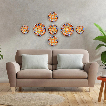 Lotus Hue Orange 7 Pcs Wall Art Set